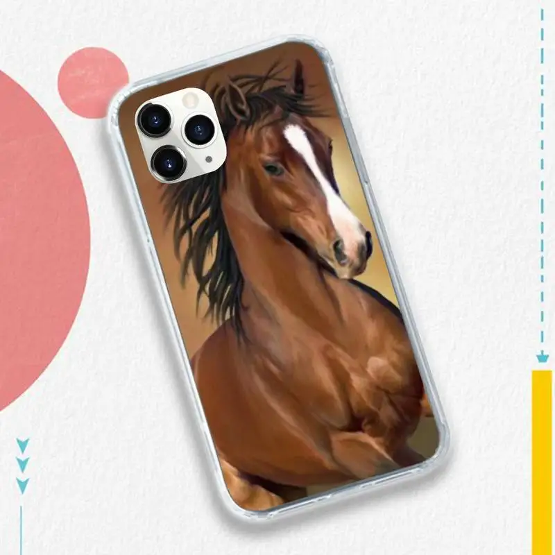 

Watercolor Horse Horses Running shell Phone Case for iPhone 11 12 pro XS MAX 8 7 6 6S Plus X 5S SE 2020 XR