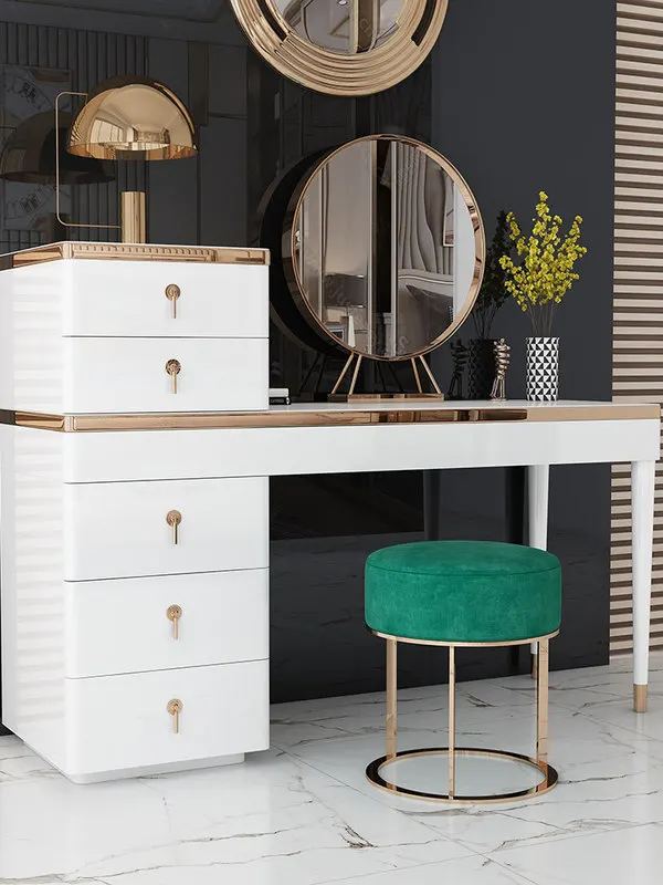 Туалетный столик с зеркалом для макияжа туалетный стул Комбинации светильник элитной мебели Спальня
