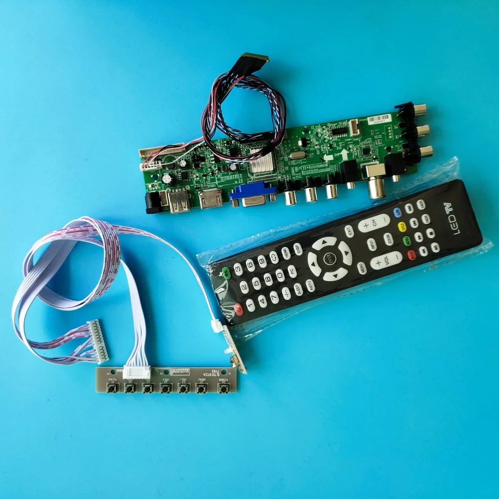 

Kit For B101AW06 V0 HDMI AV 1024X600 Signal digital screen Panel DVB-T2 controller board LED USB VGA TV 10.1" remote DVB-T