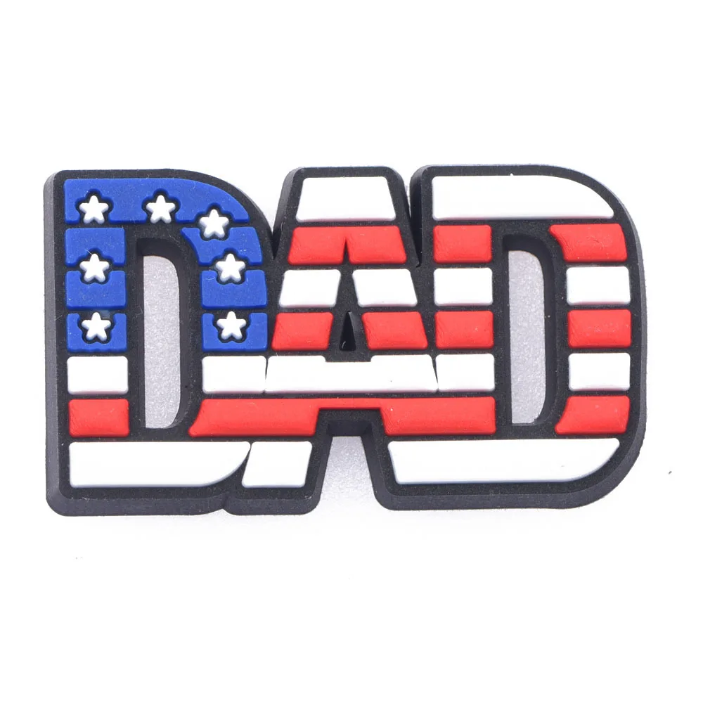 Best Sale 1 Pcs Croc Shoes Charms Happy Father Day Classic Decoration Love Super Dad Bracelet Adult Soccer Football Accessories