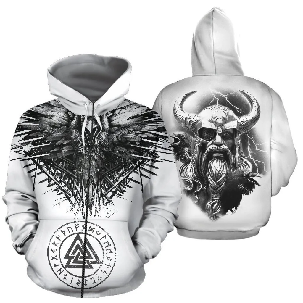 

Autumn And Winter New Men's Sweater 3D Printing Viking Warrior Men's And Women's Cardigan Hooded Sweater