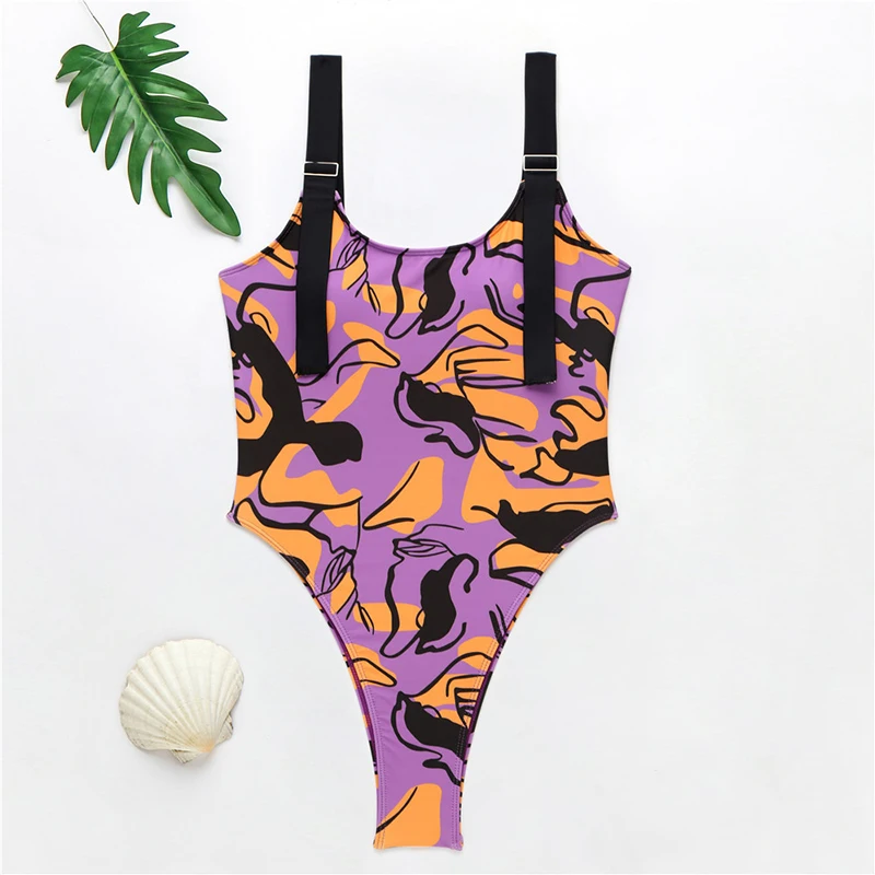 Сексуальный слитный купальник с принтом Африканский женский купальный костюм 2020