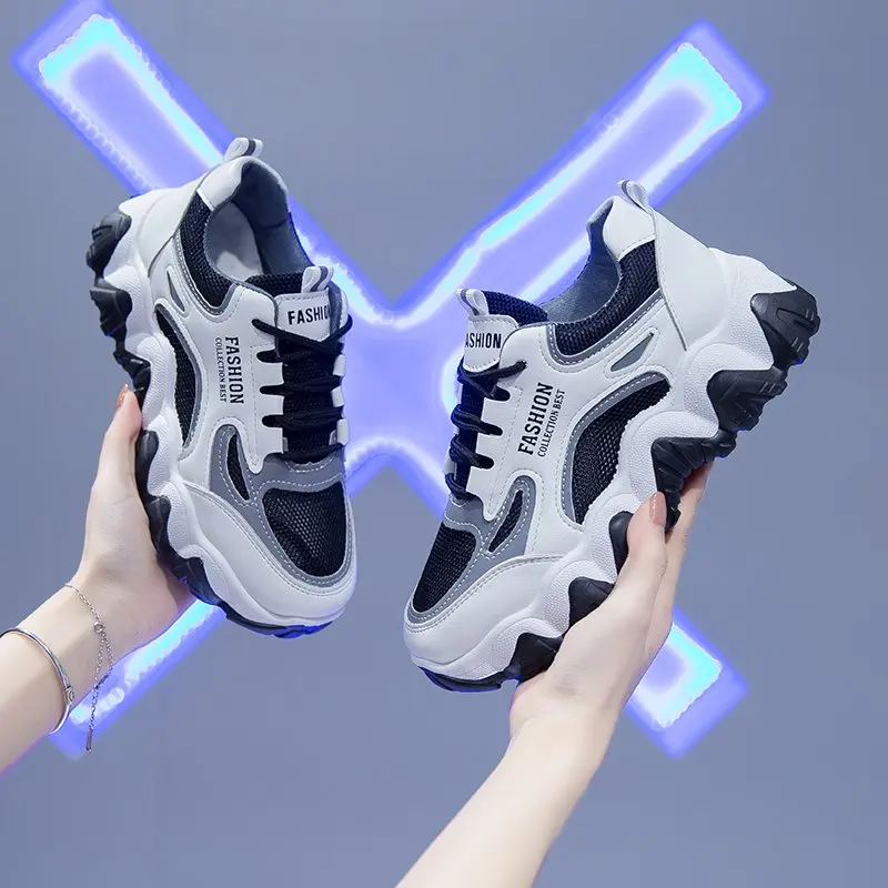 

Women Sneakers Canvas Shoes Fashionable Thick Bottom Platform Vulcanized Sneakers Comfortable Lace Up Loafers Female Women Shoes