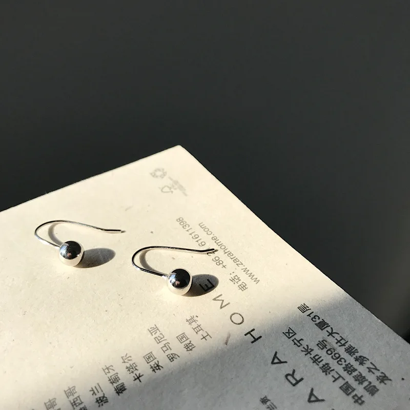 

Round S925 Sterling Silver Trendy Geometric Fashion Minimalist Silver Jewelry Temperament Female Personality Dangle Earring