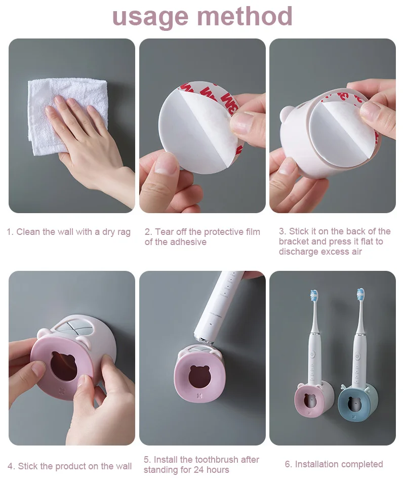 

1Pc Electric Toothbrush Holder Wall Type Traceless Stand Rack Toothbrush Organizer Electric Toothbrush Wall-Mounted Holder Tools