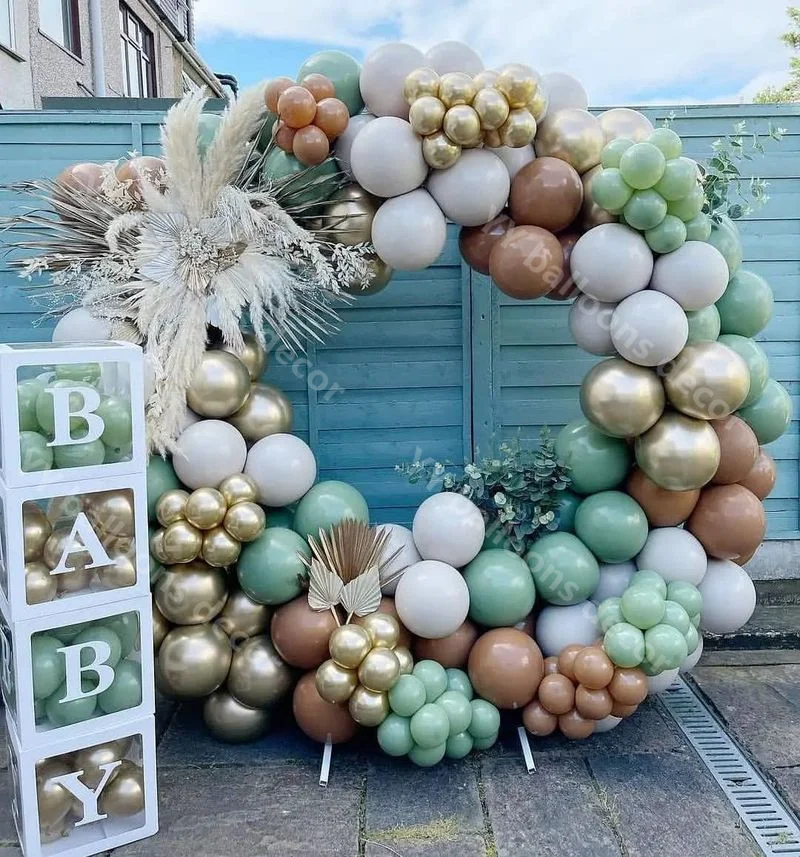 

195pcs Natural Sand Chrome Gold Balloons Garland Arch Kit Birthday Party Decoraiton Mocha Brown DIY Baby Shower Wedding Supplies