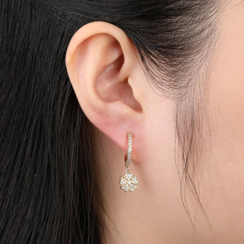 Женские серьги кольца SIPENGJEL в Корейском стиле с подвеской виде цветка ювелирные