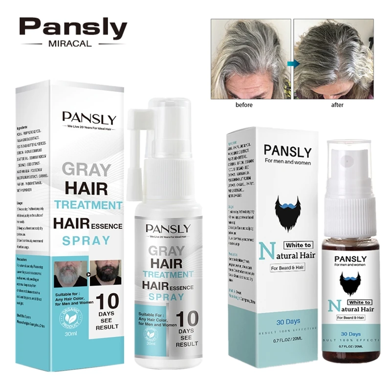 PANSLY Herbal Anti-Grey White Hair Treatment Spray For Men and Women To Help Restore Gray And White Hair To Its Natural Color