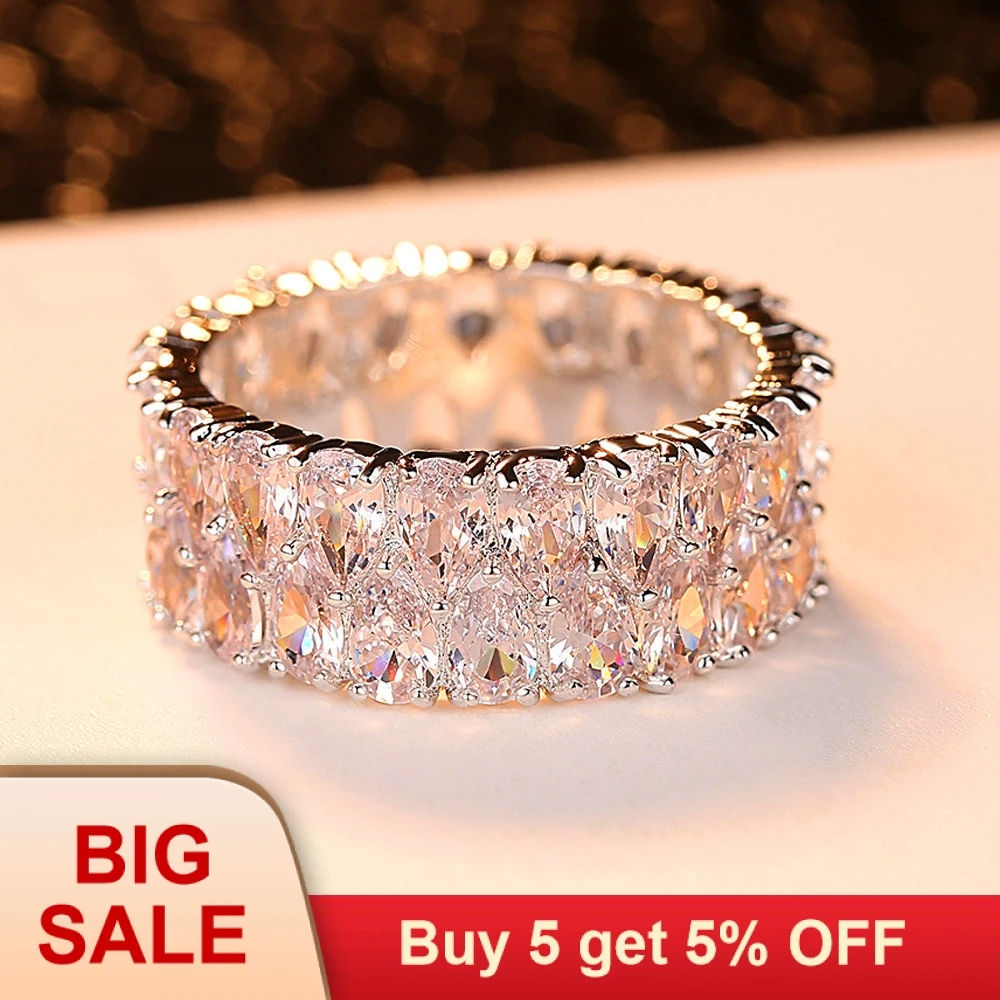 Женское кольцо Бохо с большим кристаллом из циркония роскошное модное