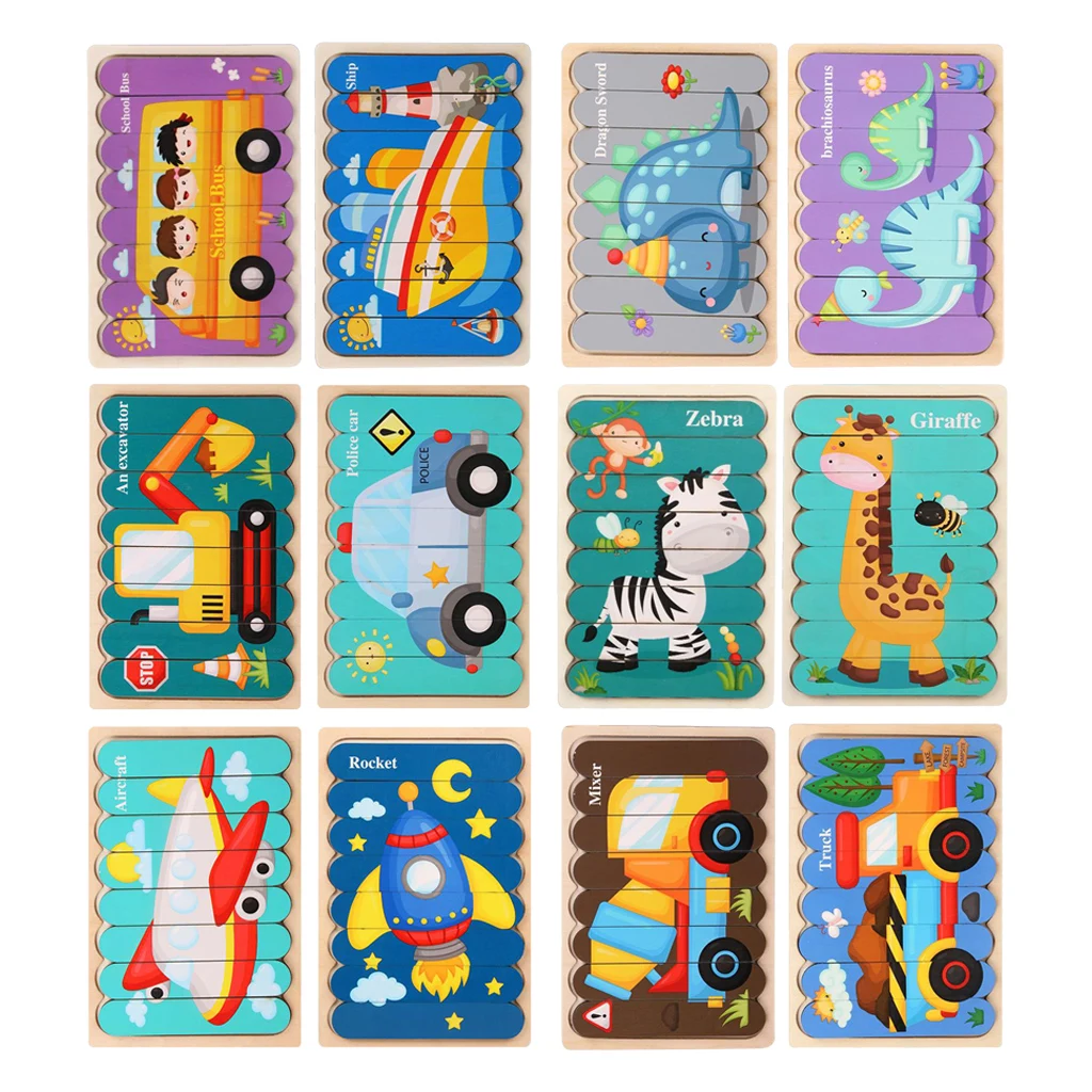 

Wooden Jigsaw Puzzles Sorting Stacking Toys Educational Learning Game Toys