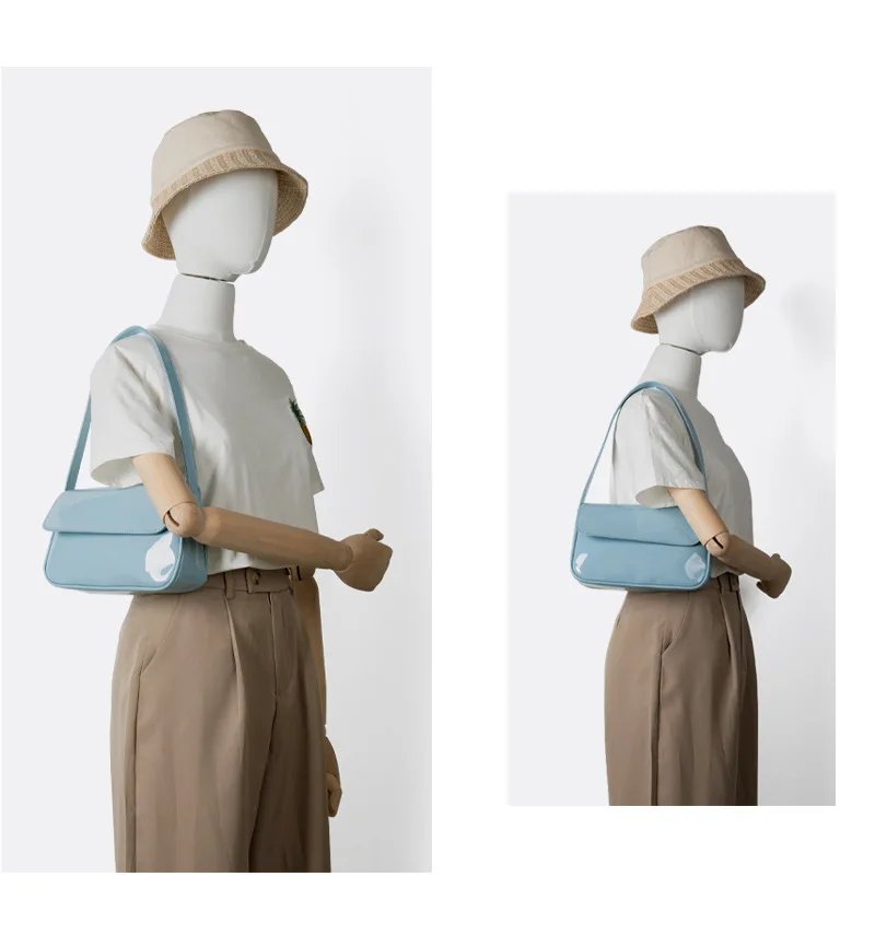 

Shoulder Bag Women Luxury Designers Shiny Patent Leather For 2021 Trend Flip Armpit Baguette Female Messenger Bags Ladies Tote