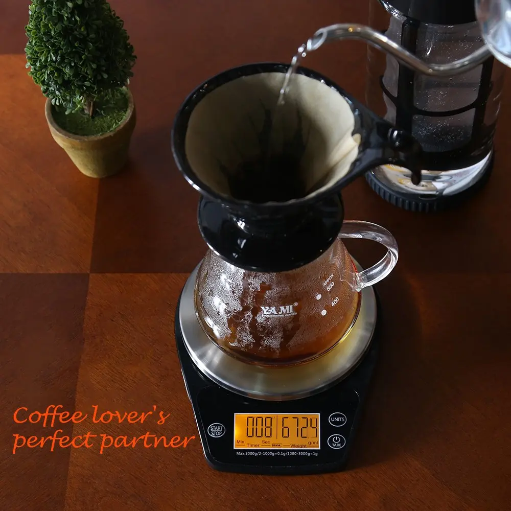 

0.5/3Kg Digitale Koffie Schaal Led Display Timer Rvs Keukenweegschaal Bakken Schaal Keuken Tool New