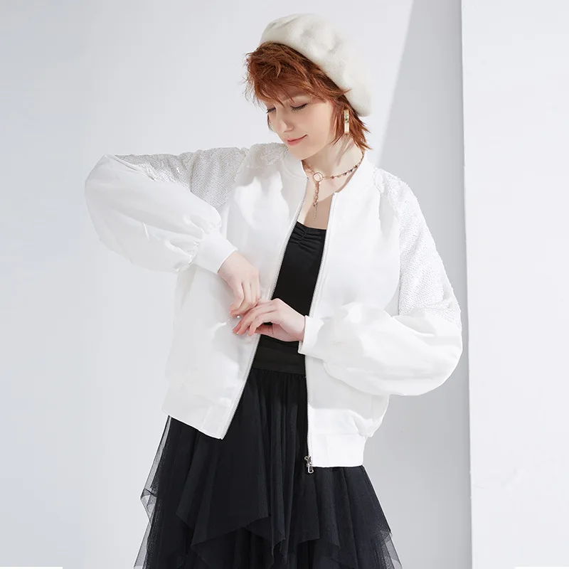 Женский бейсбольный плащ с блестками свободный однотонный