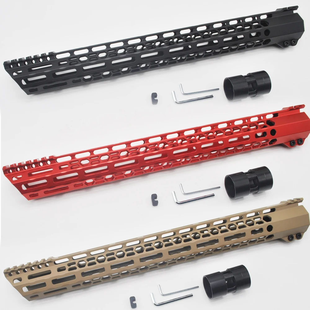 

Aplus 17'' inch M-lok Clamping Handguard Rail New Design Free Float Picatinny Mount System Black/Red/Tan Fit .223/5.56/AR-15