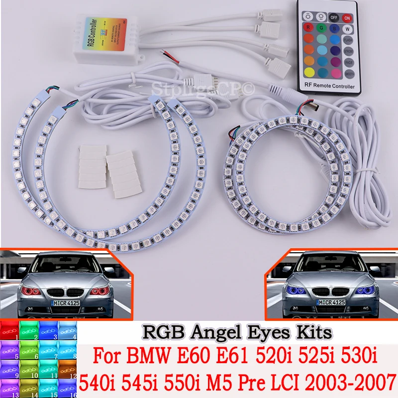 

Высокого качества DRL Ангельские глазки светодиодный RGB с холодным катодом (CCFL) фара для поверхностного монтажа 4 набор колец для BMW E60 E61 520i 525i 530i 540i 545i M5 предварительно LCI 2003-2007