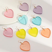 korean fashion womens plastic earrings colorful heart drop earrings female jewelry 2021 trend delicate accessorie 1 pair