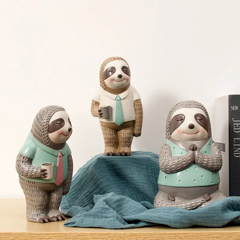 

WU CHEN LONG Abstract Yoga Sloth Figurine Art Sculpture Animals Cute Sloth Statues Resin Art&Craft Home Decoration Gift R2537