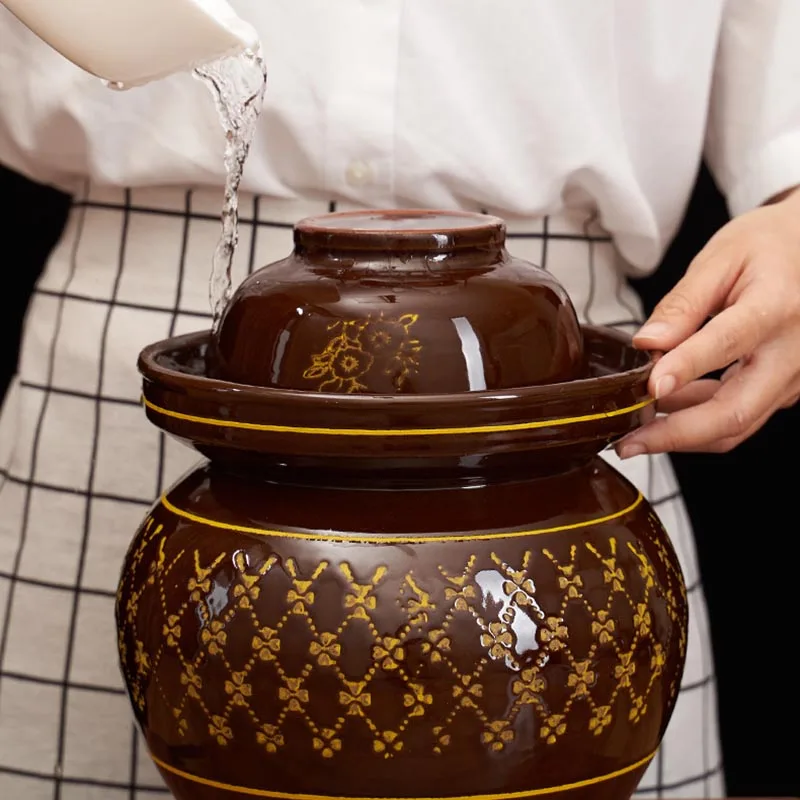 Винтажная керамическая бутылка для маринованной капусты ночные пятна