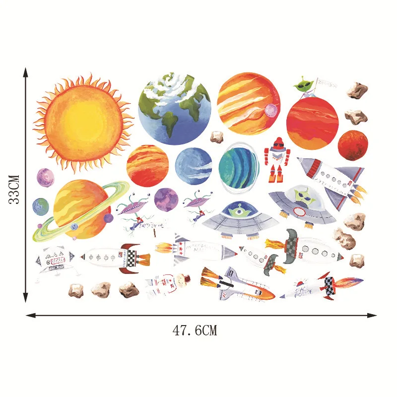 

Space Planet Wall Sticker Children's Room Creative Decoration Cartoon Self-adhesive Paper PVC Wall Stickers for Kids Room