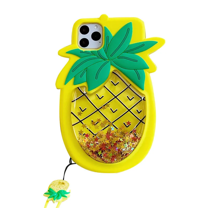 

Cute Pineapple Silica Gel Phone Case for iPhone 12 11 Pro X XS Max XR 8 7 Plus Kawaii Decompression Sandline Protective Cover