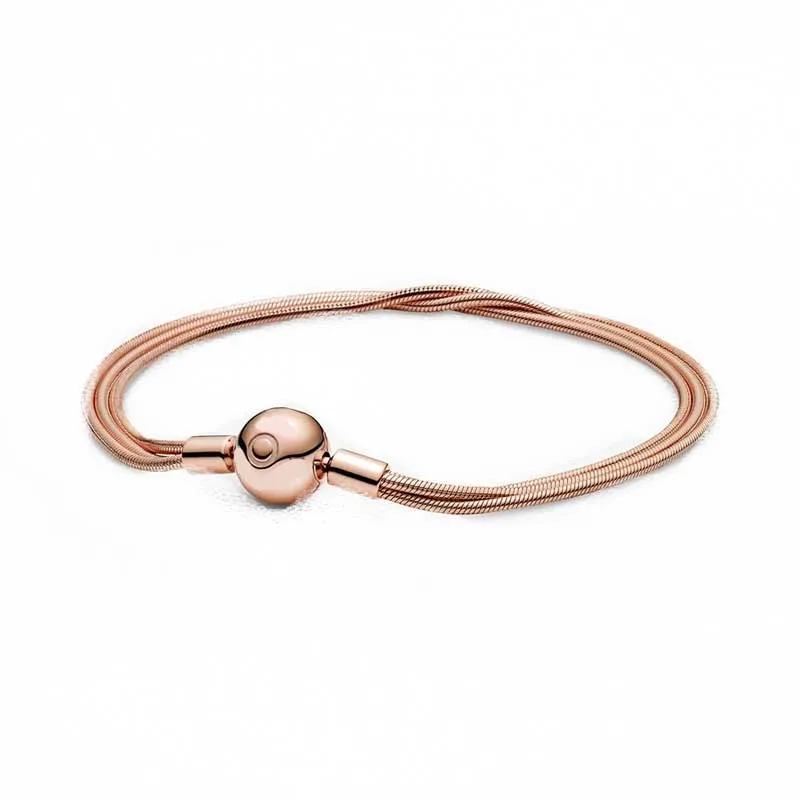 

Moments Multi Snake Chain Bracelet 100% 925 Sterling Silver Moments Bracelet Fit European Charms Diy Jewelry