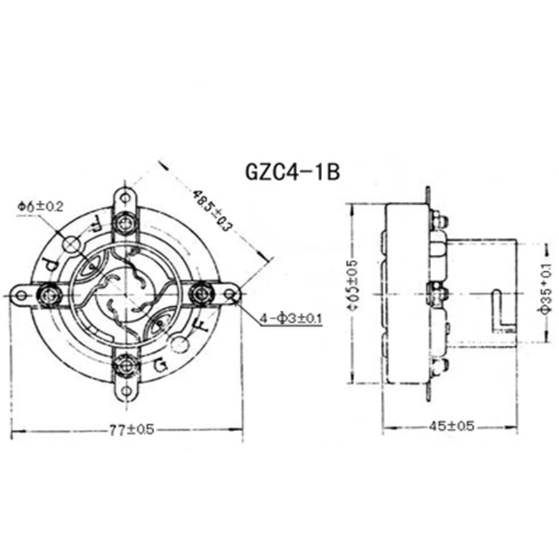 Керамическая Трубная розетка 4 контактный трубный разъем GZC4-1B Серебряная ножка