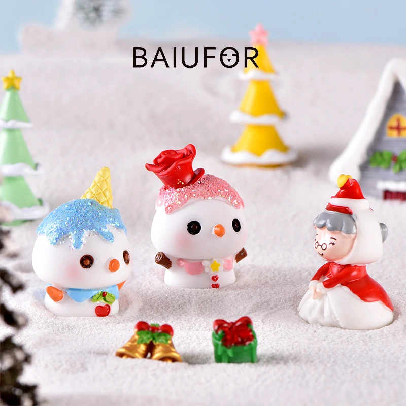 BAIUFOR Счастливого Рождества Миньоны Санта Клаус Снеговик дерево Луна статуэтки