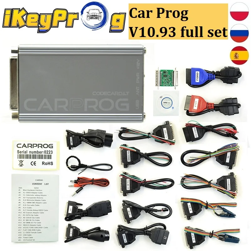 CarProg V10.93/V8.21 Полный Адаптеры CARPROG 8 21 онлайн OBD2 ремонт автомобиля Prog программатор