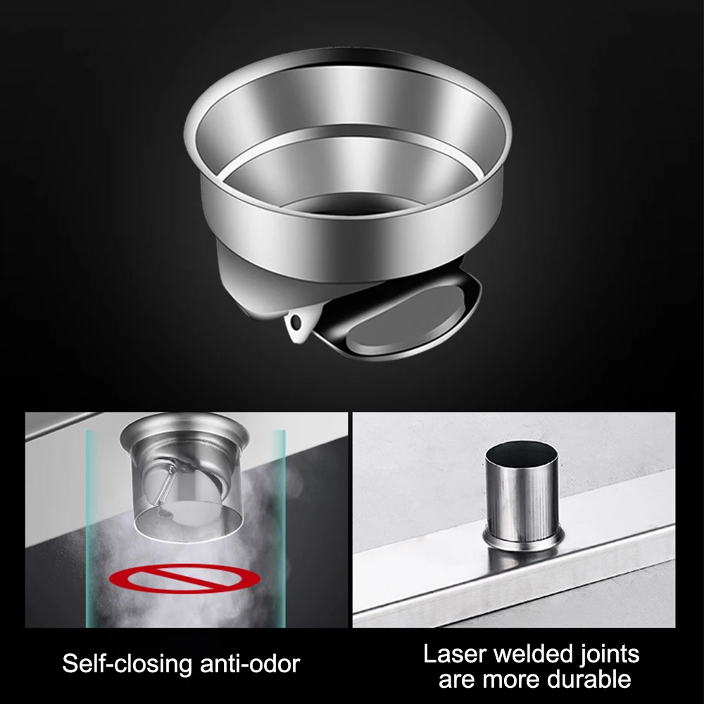 20 100cm silver side outlet floor drain square pattern bathroom shower drainage rectangle stainless steel waste drain strainer free global shipping