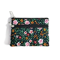 fashion retro floral coin purse women classic durable double zipper fabric card holder new portable coin wallet key case