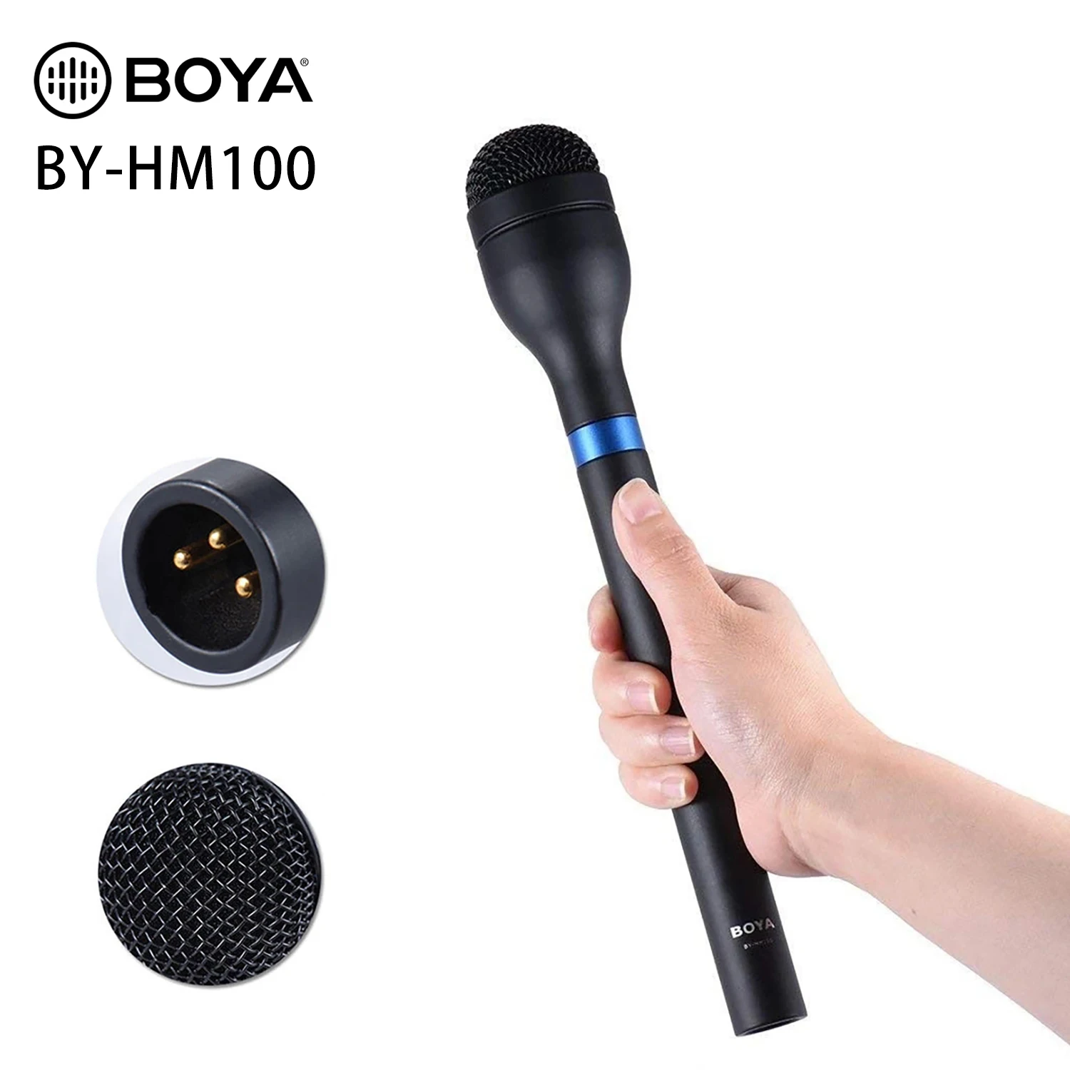 

BOYA BY-HM100 Omni-Directional Wireless Handheld Dynamic Microphone XLR Long Handle Mic for ENG EFP Interview / News Gathering