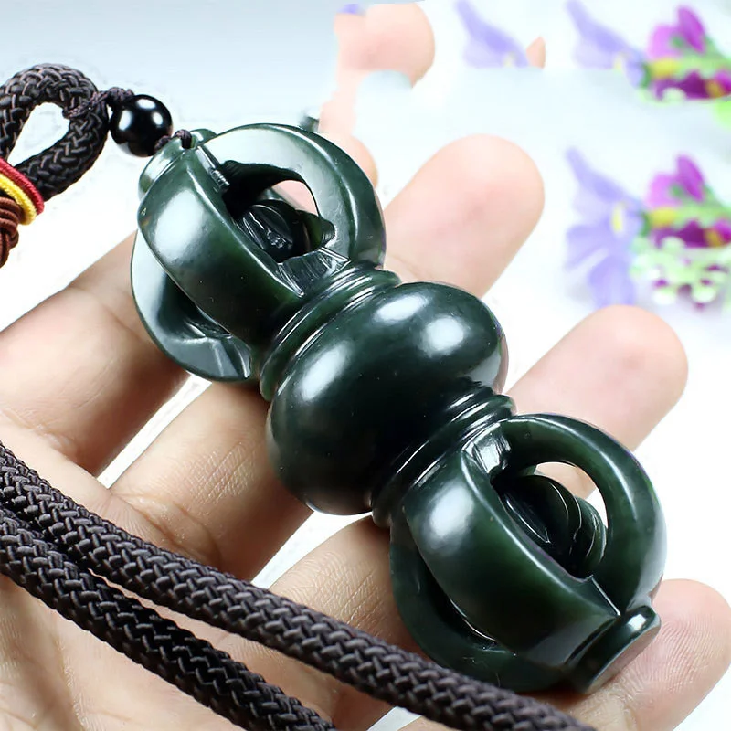 Лидер продаж ожерелье из натурального нефрита Hetian С Вырезанным вручную пестиком