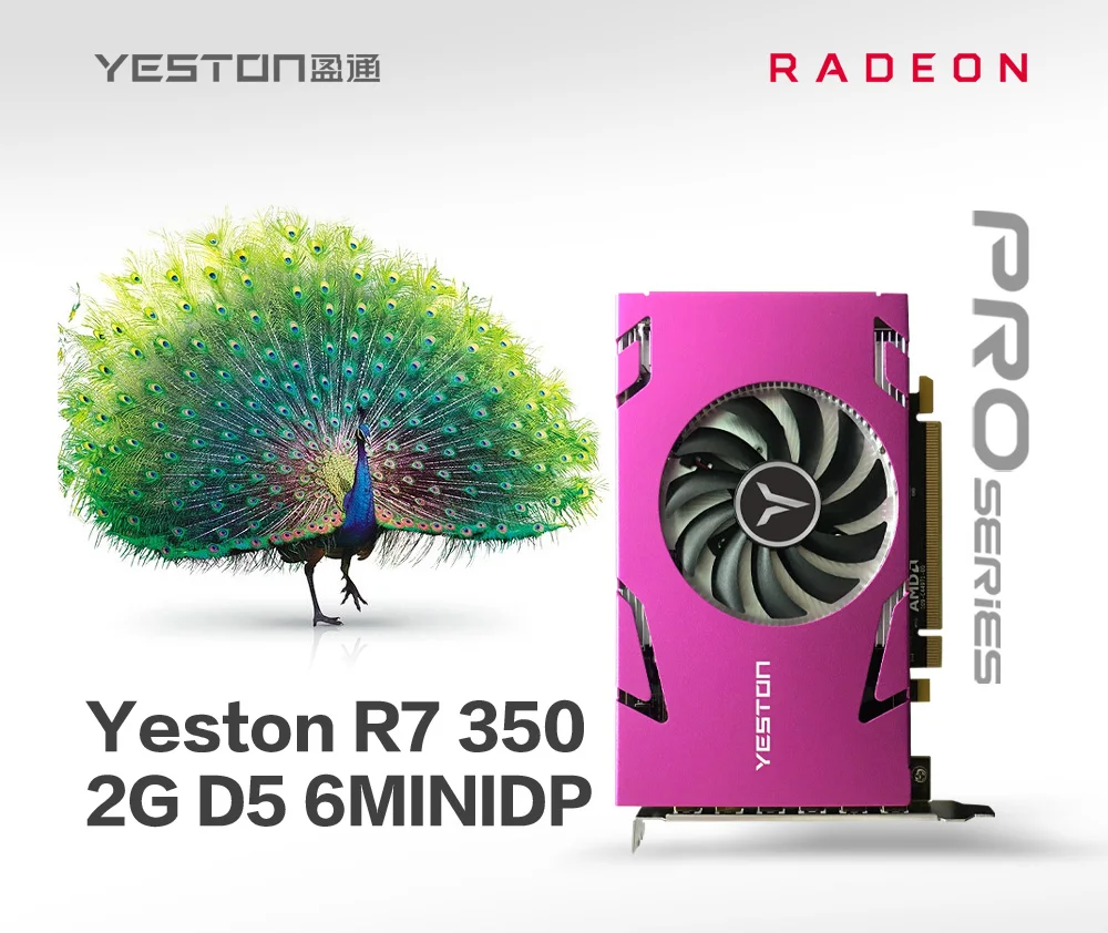 graphics card for desktop Yeston Radeon R7 350 2GB GDDR5 128bit Supports 6 screens Gaming Desktop computer PC  4K support 6*miniDP Video Graphics Cards gaming card for pc