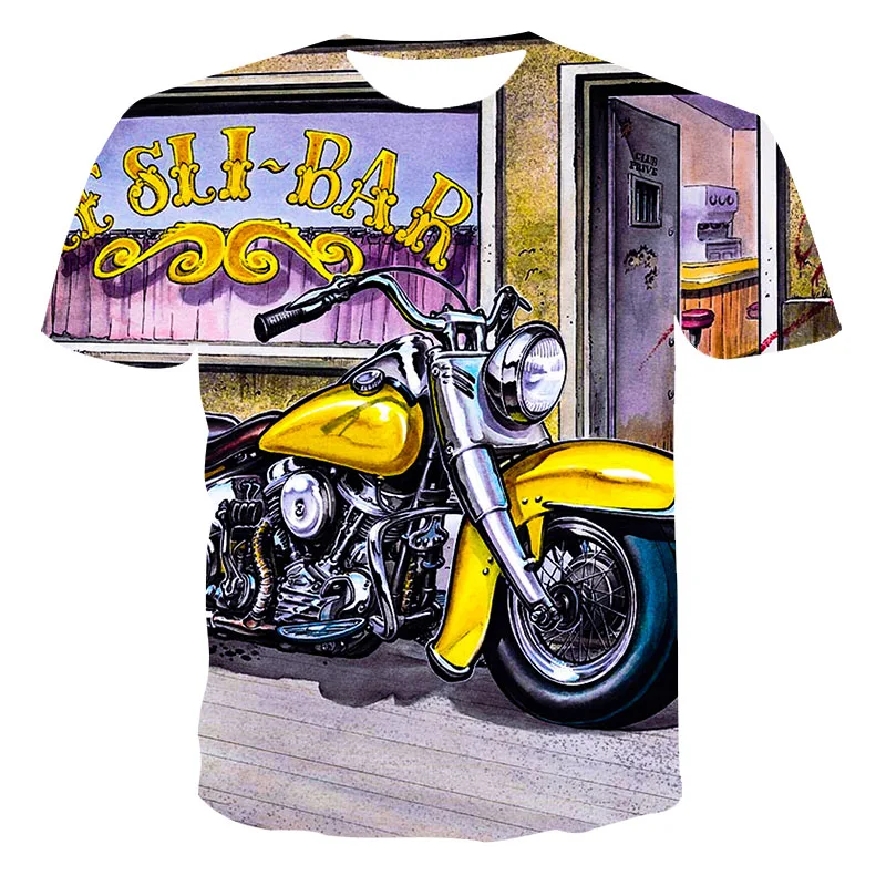 

Summer new 3D printing T-shirt motorcycle printing round neck fashion casual T-shirt men and women all-match short-sleeved XXS-6