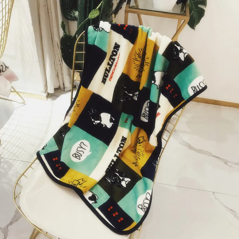 Фланелевое Одеяло с рисунком бульдога для автомобиля офиса кондиционирования