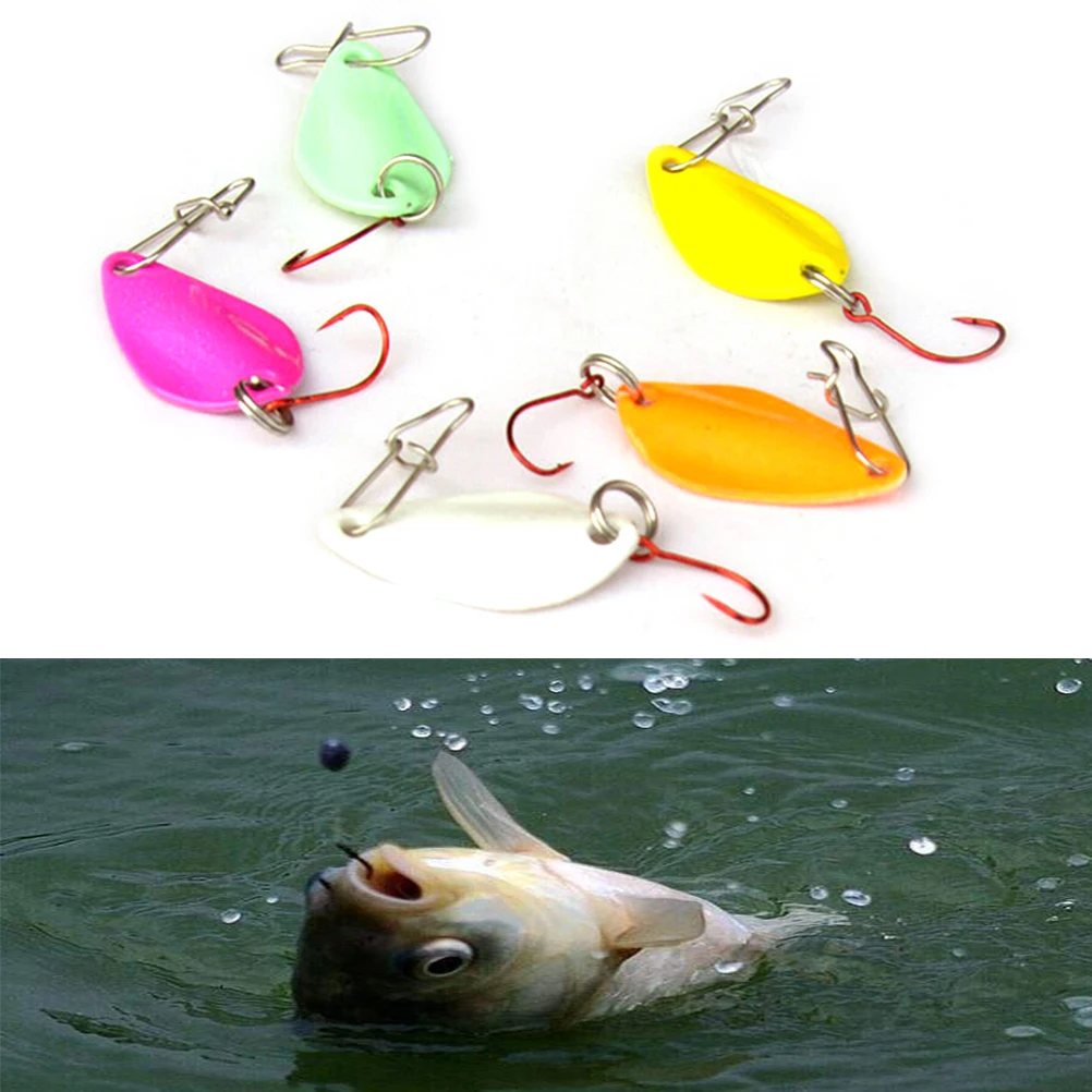 

5Pcs Metal Spoon Hook Fishing Lures Bait Spinner Baits Bass Tackle Box