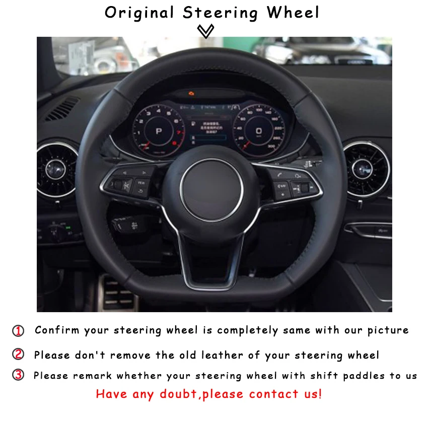 Черная замша красный маркер Чехлы рулевого колеса автомобиля для Audi TT 2017 Авто |