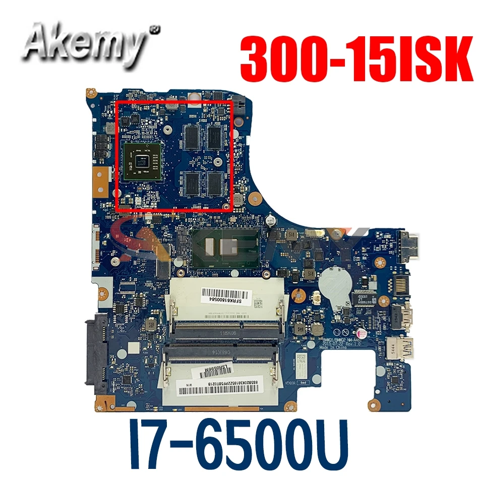

Laptop motherboard For LENOVO Ideapad 300-15ISK I5-6200U Mainboard NM-A481 5B20K38212 SR2EY 216-0867030 DDR3