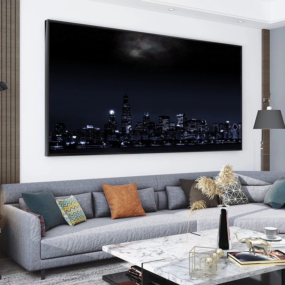

Modern street painting oil painting night city art painting living room corridor bar home decoration mural