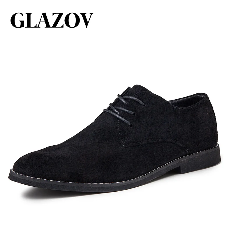 Мужские классические туфли-оксфорды замша повседневная кожаная обувь размеры