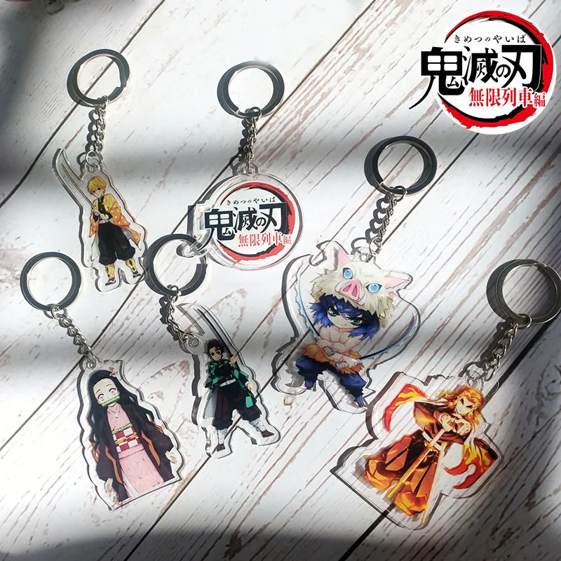 

Demon Slayer Infinite Train Acrylic Keychain Tanjirou Nezuko Anime Character Figure Double-sided Transparent Key Ring Pendant