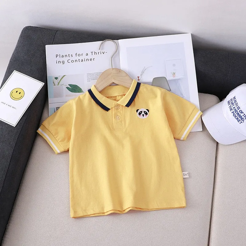 

Children's Clothes Summer Solid Color Baby Boys Shirt Cotton Striped Short-sleeved T-shirt Toddler Girls Polo Shirts Casual Top