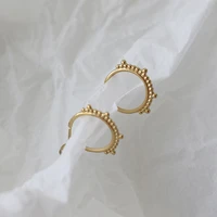 fashion hoop cartilage earrings stainless steel gold color small circle bead stud earrings for woman girl wedding party jewelry
