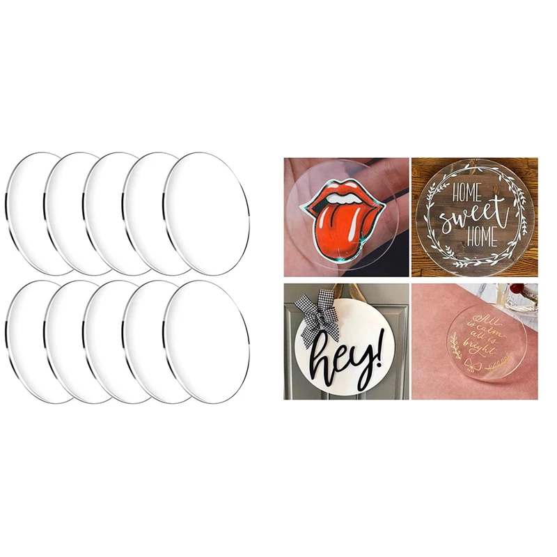

10 Pcs Clear Circle Acrylic Sheet, 1/8Inch Thickness, Acrylic Disc Sign For Name Cards,Painting And DIY Projects