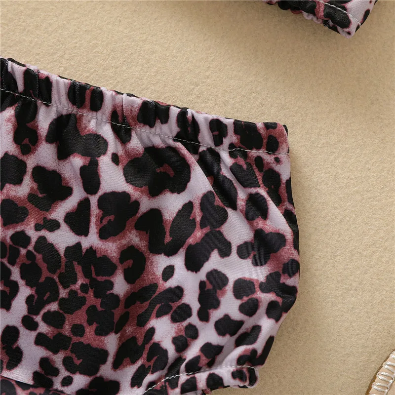 

Baby Toddler Girls Leopard Printing Two-pieces Set Swimsuit Summer Sleeveless Halter Bodysuit Swimming Wear Beach Holiday 2021