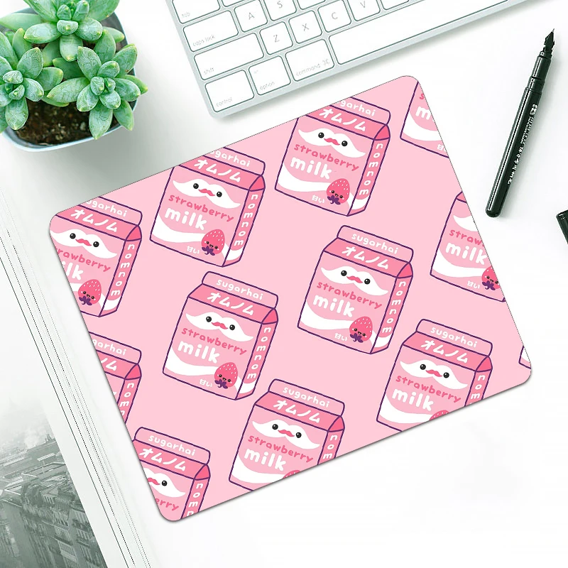 Розовый коврик для мыши с клубничным молоком игровой Настольный офисный