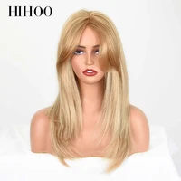 long straight synthetic wigs for women light blonde wig brown natural wave wigs with bangs cosplay hair ombre lolita 613 hihoo
