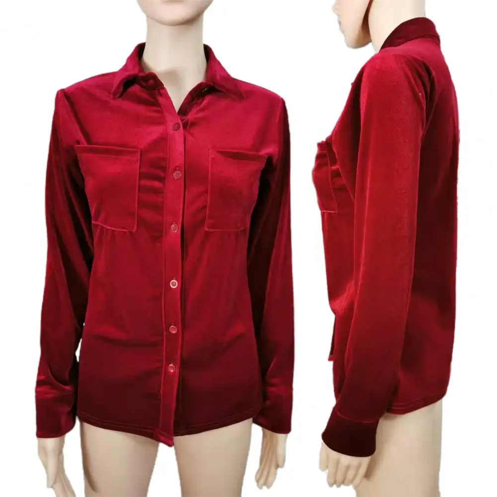 

Plus Size Women Top Allergy Free 4 Colors Women Shirt Lapel Button Ladies Tops Temperament Shirts