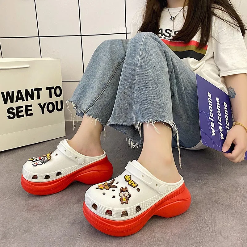 

Fashion New Red Woman Clogs Summer Cute Animal Women's Wedge Sandals Platform Slip On Women Garden Shoes Casual tamanco feminino