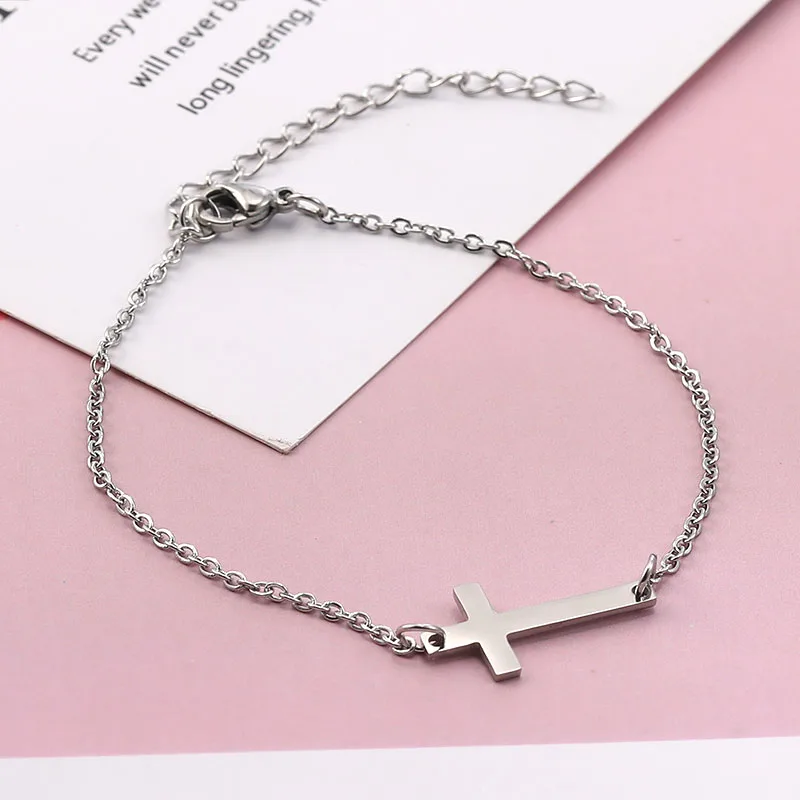 Faith Love браслет из нержавеющей стали с крестиком браслеты дружбы золотого и серебряного цветов для женщин Религиозные ювелирные изделия Прямая поставка
